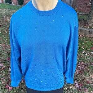 NWT NIKE Holey Sweater light blue crew neck size medium